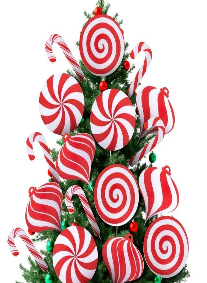 LFUTARI 18 Pcs Christmas Tree Candy Picks Decoration, Christmas Lollipop Tree Picks, Red White Candy Pick Ornaments for Holiday Party Home Office Vase Filler Decor - Image 1